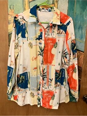 Jane and Delancey Multicolor Tropical Button-Down Shirt